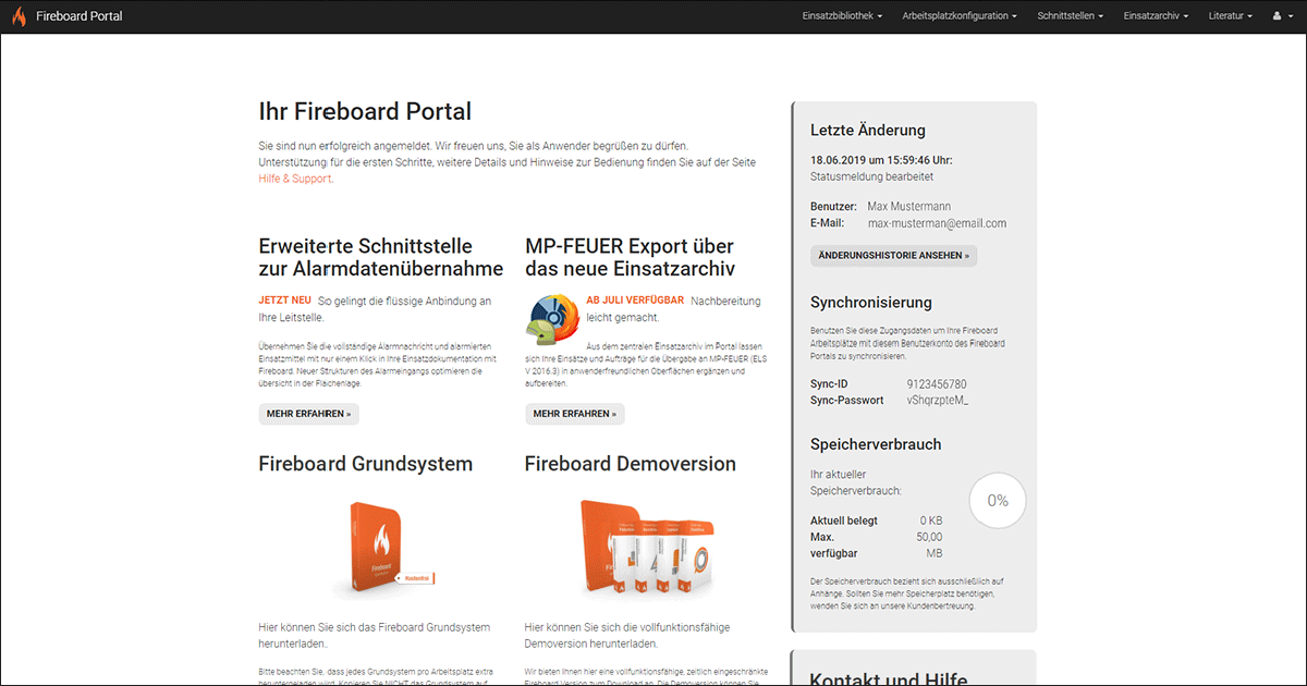 Fireboard Portal dashboard