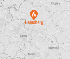 Karte von Heinsberg. Der Standort des Schulungszentrums ist orange markiert.